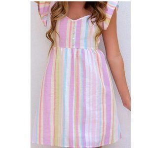 The Charlie Multicolor Ruffle Dress - Large NWOT